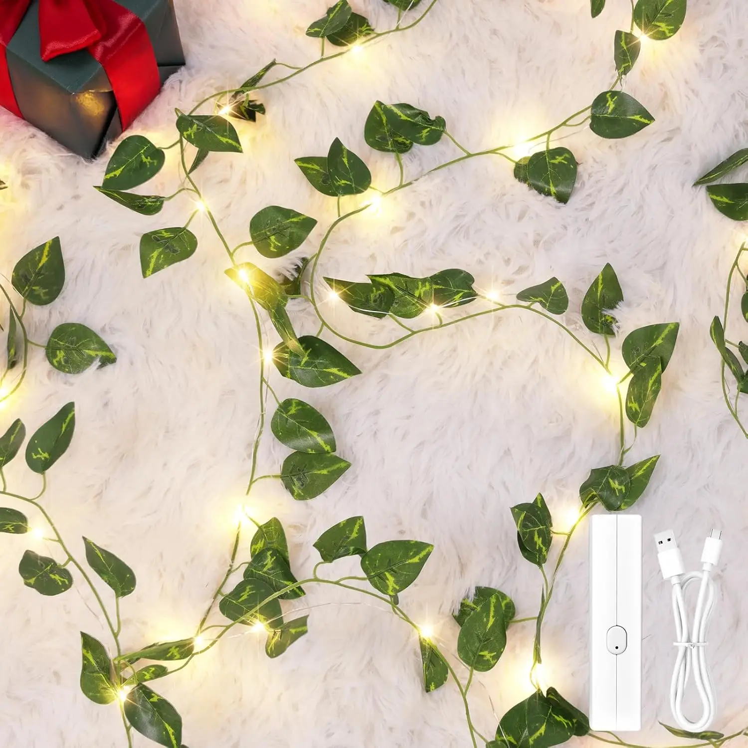 قابلة للشحن الكرمة الجنية مصباح 100-LED اللبلاب سلسلة شرائط مصباح مع 8 طرق ومؤقت غرفة نوم حدائق ديكورات منزلية للزفاف #1