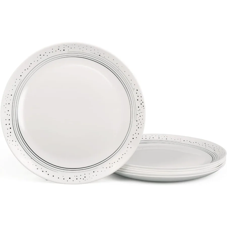 

10,5-дюймовая обеденная тарелка, набор из 6 легких круглых обеденных тарелок из опалового стекла для современных столовых, посудомоечной машины и микроволновой печи