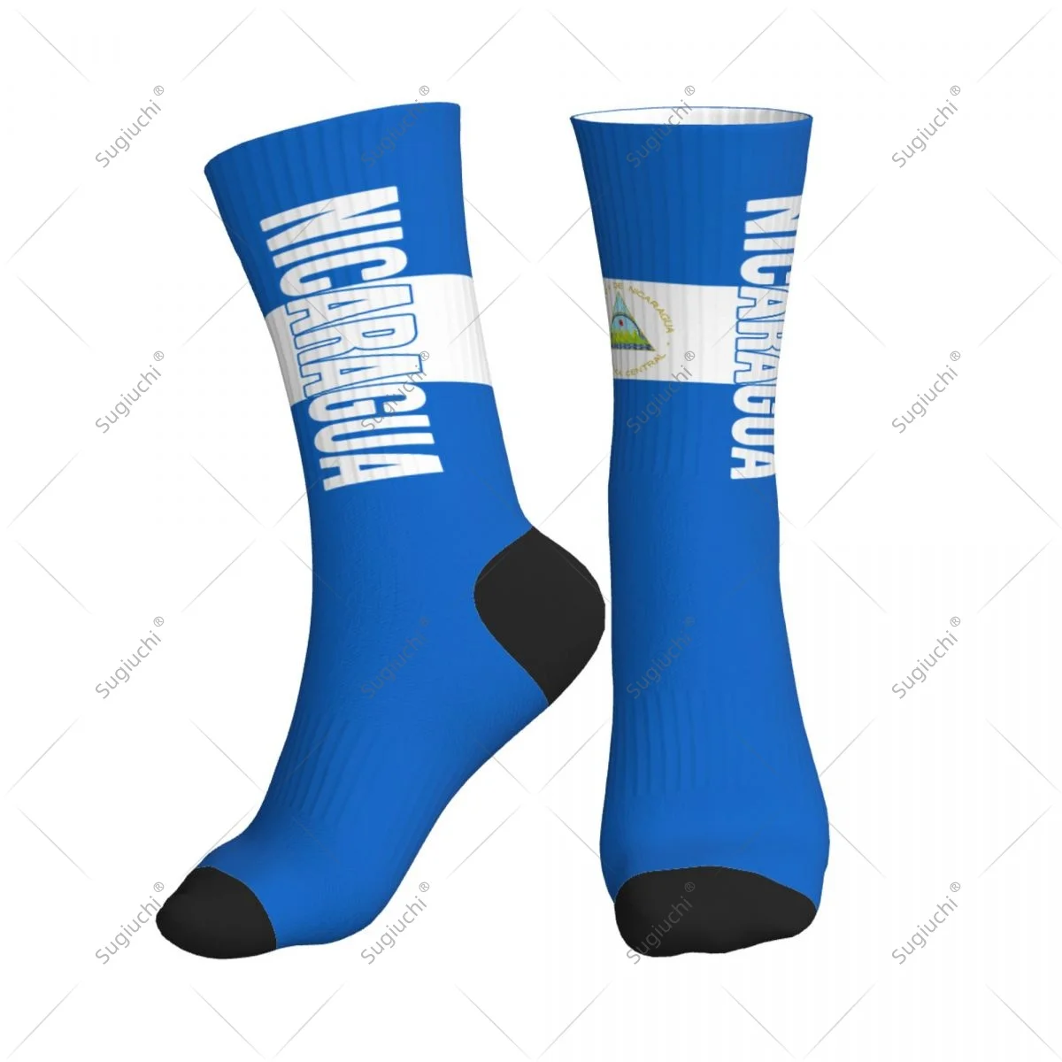

3D Printed Nicaragua Flag Polyester Mid-calf Socks For Men Women Kawaii Socks Street Skateboard Socks