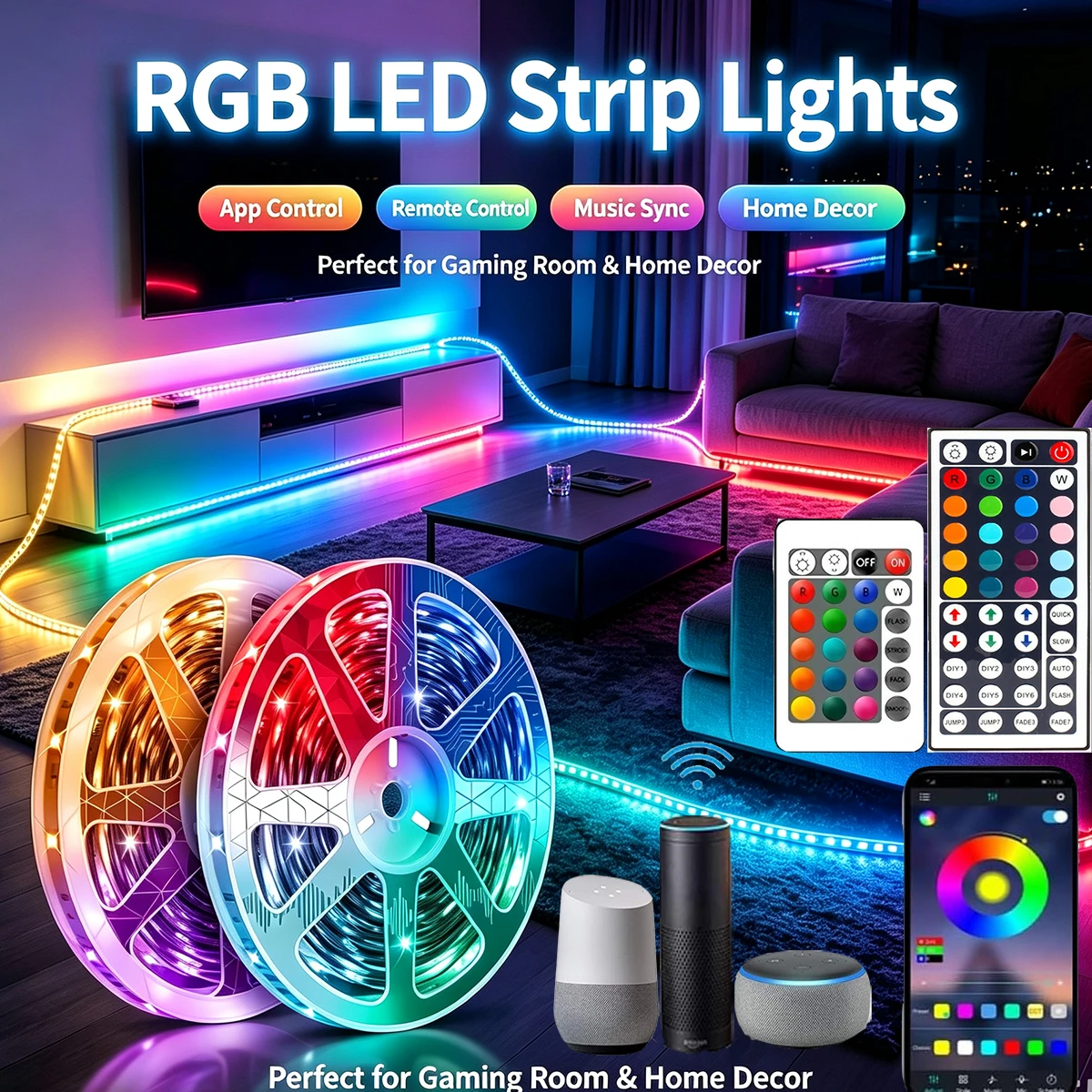Party Games Switch 1 - 1-30M LED ライトストリップ USB プラグ付き 5050