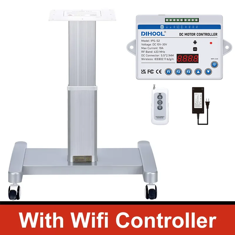 Movable Electric Lifting Column 250Kg Lift With Wheels Standing Desk Height Adjustable DC24V DC Motor Hall Wifi Controller