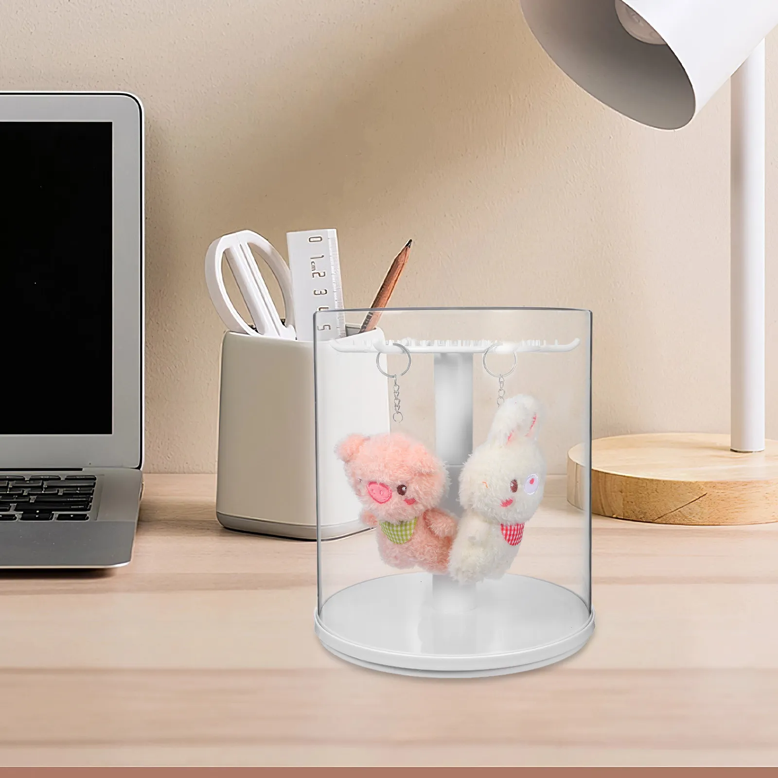Clear Rotating Display Case Rotatable Base Desktop Organizer Showcase Storage for Mini Figures Collectibles Action Figure