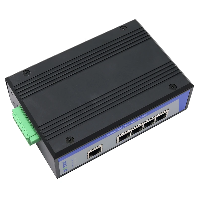 UOTEK-conmutador Gigabit Ethernet no administrado, 10/100/1000Mbps, 5 puertos, entrada de alimentación Dual, conmutador Ethernet Industrial de carril DIN UT-6405G-220