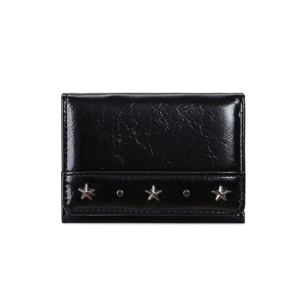 Lightweight Small Wallet Vintage Star Rivet Decor Purse Daily Card Cash Organizer Stylish Women'S Trifold Short Wallet For Cash