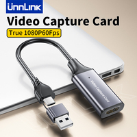 Unnlink USB C Video Capture Card HDMI to USB 2.0 Type-C 1080P 60fps HD Game Record for MacBook PS4 Switch Live Streaming Camera