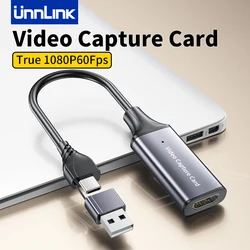 Unnlink USB C Video Capture Card HDMI to USB 2.0 Type-C 1080P 60fps HD Game Record for MacBook PS4 Switch Live Streaming Camera