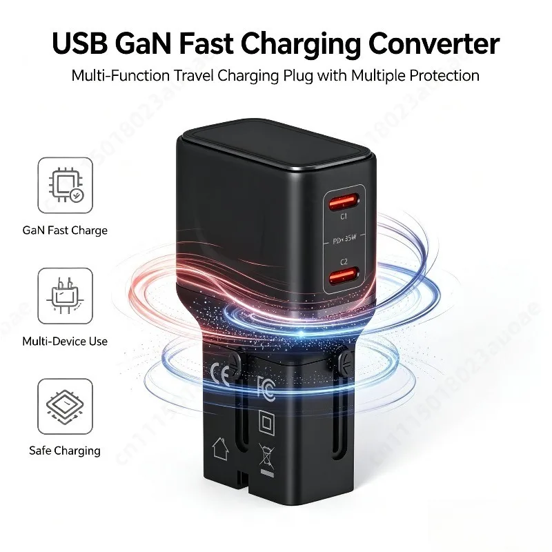 Global Pass Conversion Socket Usb Gallium Nitride Fast Charging Converter Multi-function Conversion Plug 25W/45W/65W