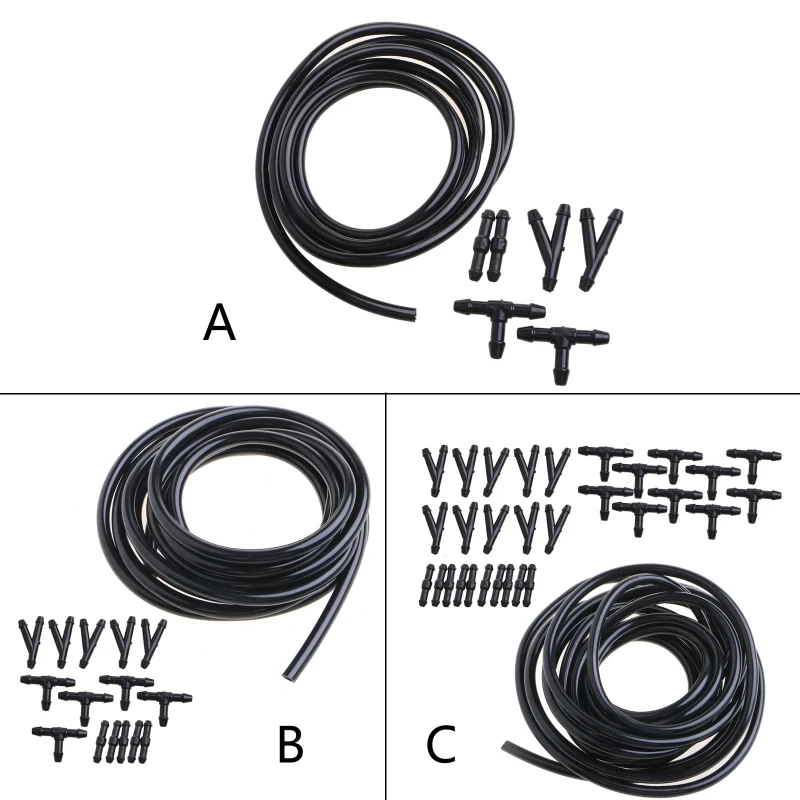 자동차 앞 유리 와셔 호스 커넥터 키트 범용 유체 호스 튜브 교체 제트 스프레이 와이퍼 노즐 워터 펌프 연결