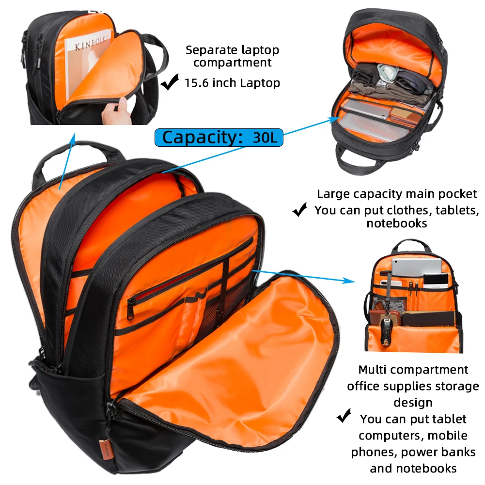 Mochila Oxford Masculina, Grande Capacidade, Bolsa para Computador Portátil, Resistente ao Desgaste, Lazer, Viagem