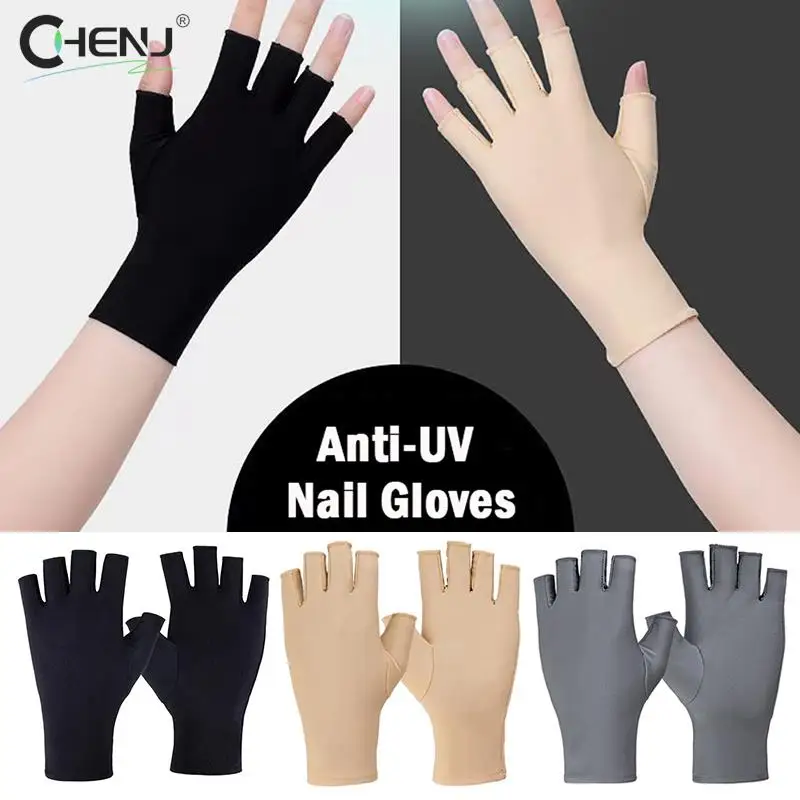 New 1 Pair Soft And Light Fingerless Anti UV Radiation Protection Gloves UV Protection LED Lamp Nail Dryer Light Tool