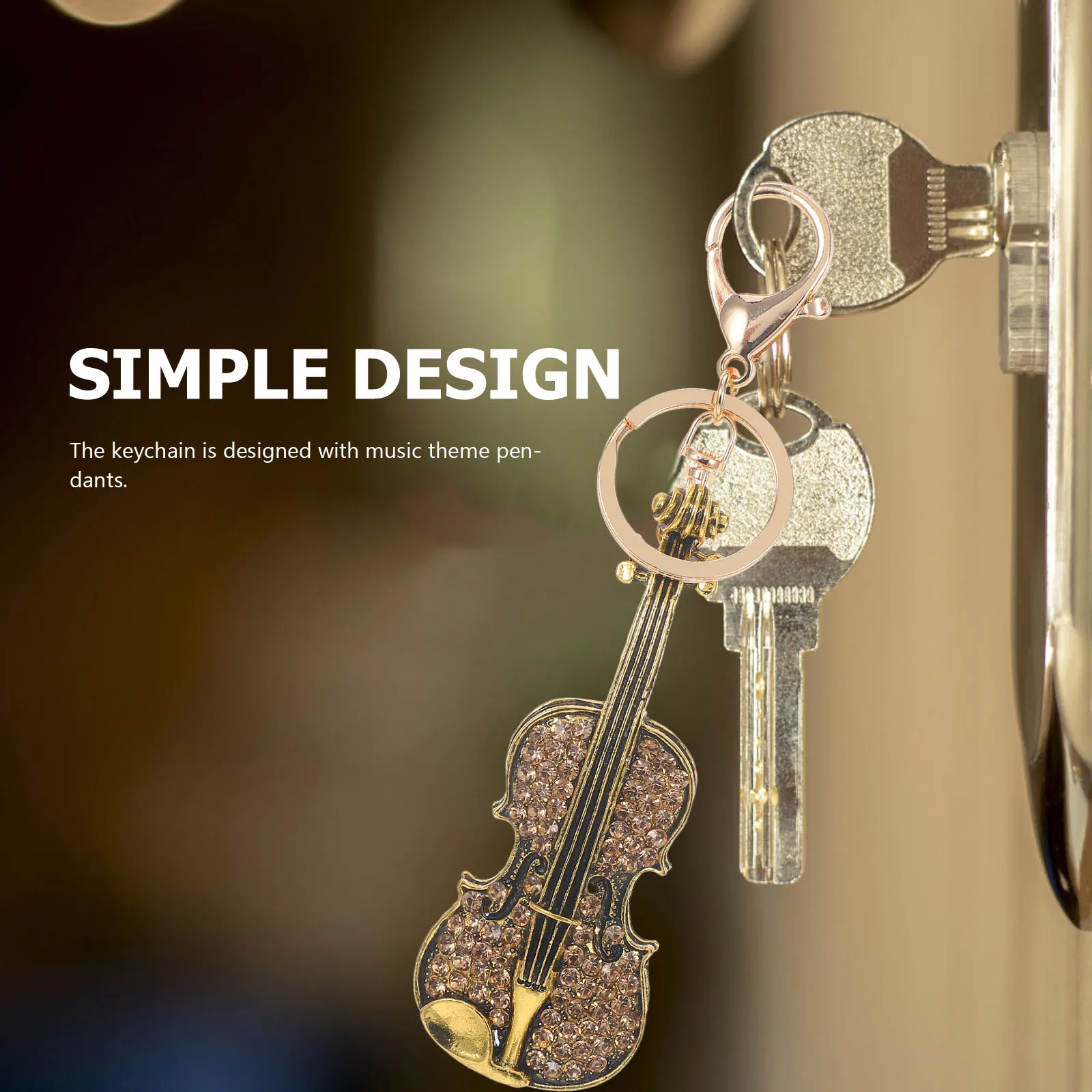 

Rhinestone Violin Music Instrument Keyring Keychain Backpack Ladies Bag Pendant Key Chain Decor Decor Hanging Ornament