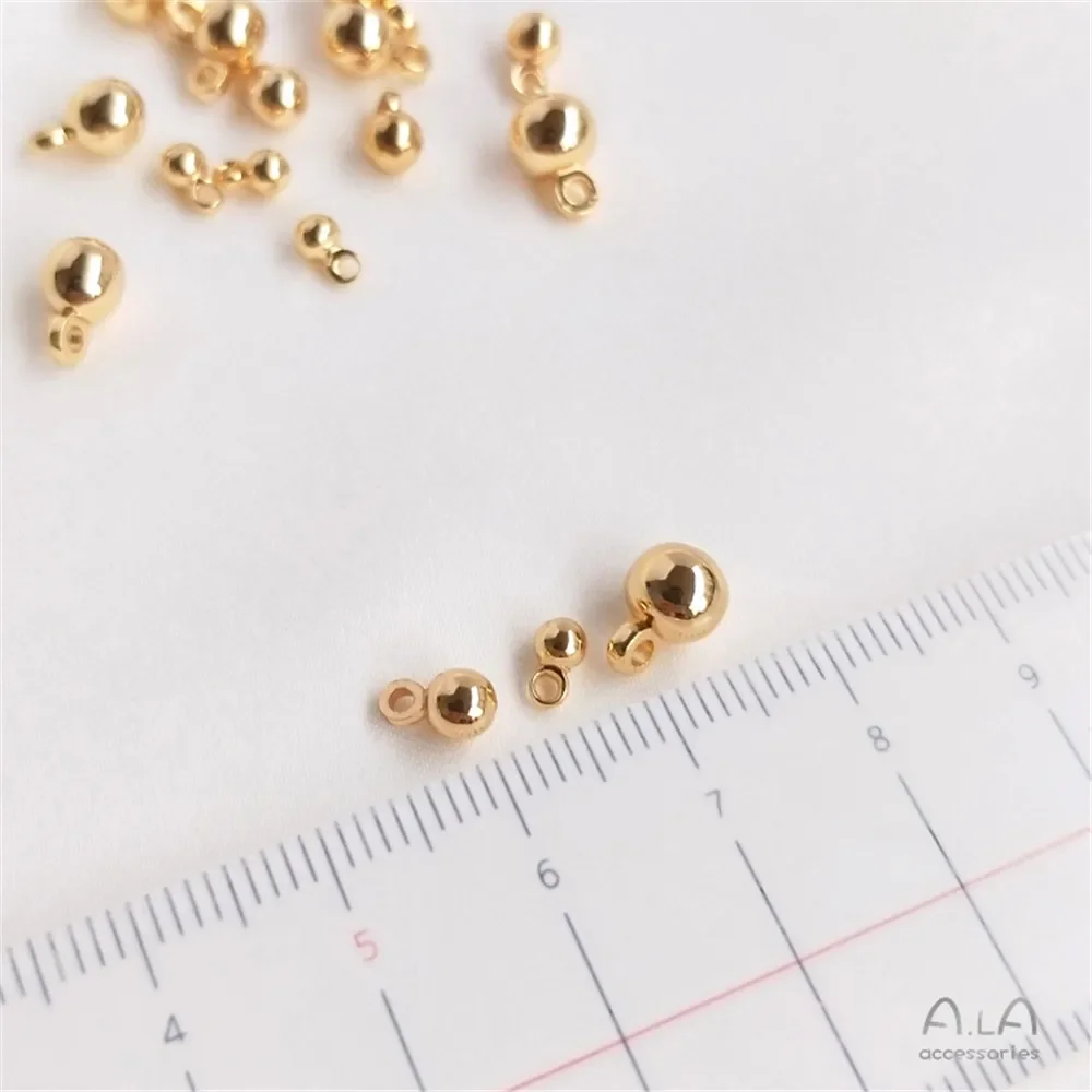 14K Banhado a Ouro Monocromático Rodada Beads, DIY Pulseira e Tornozeleira, Bola Pingente, Acessórios Material, Jóias