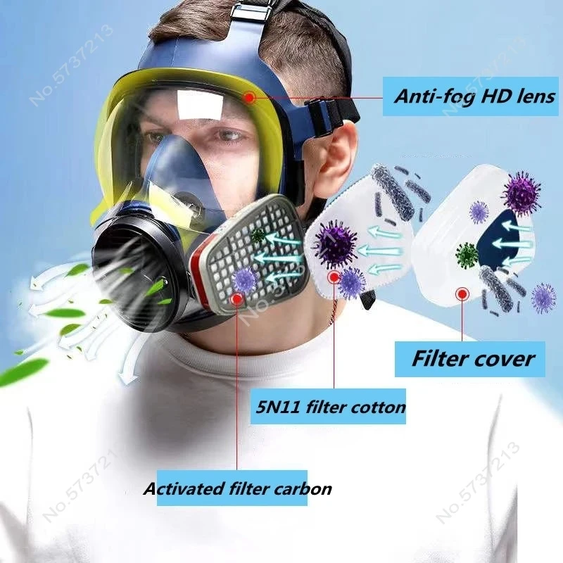 Seven in One Full Mask, Dust Proof, Gas Mask, Spray Paint, Welding, Double Filter, Safe Production Protection, Respirato