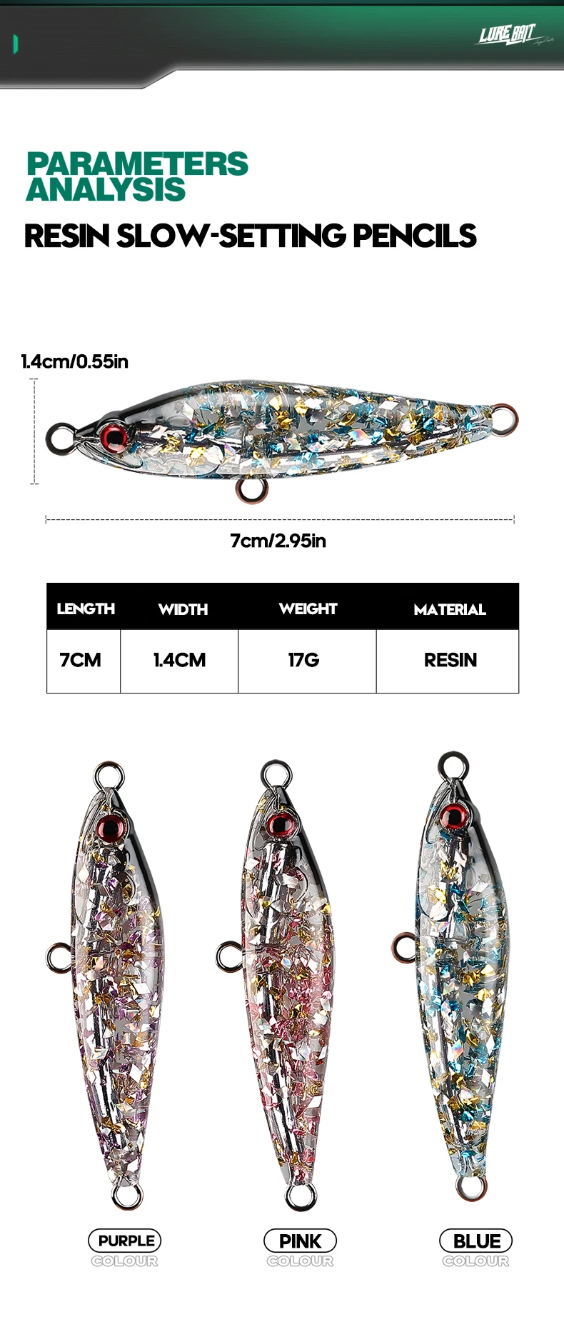 TAIYU Harz-Fischköder Luya Kunstköder 7cm 17g Harter Köder Laser-Reflektierender Bleigewichteter Fischköder – Detail 2