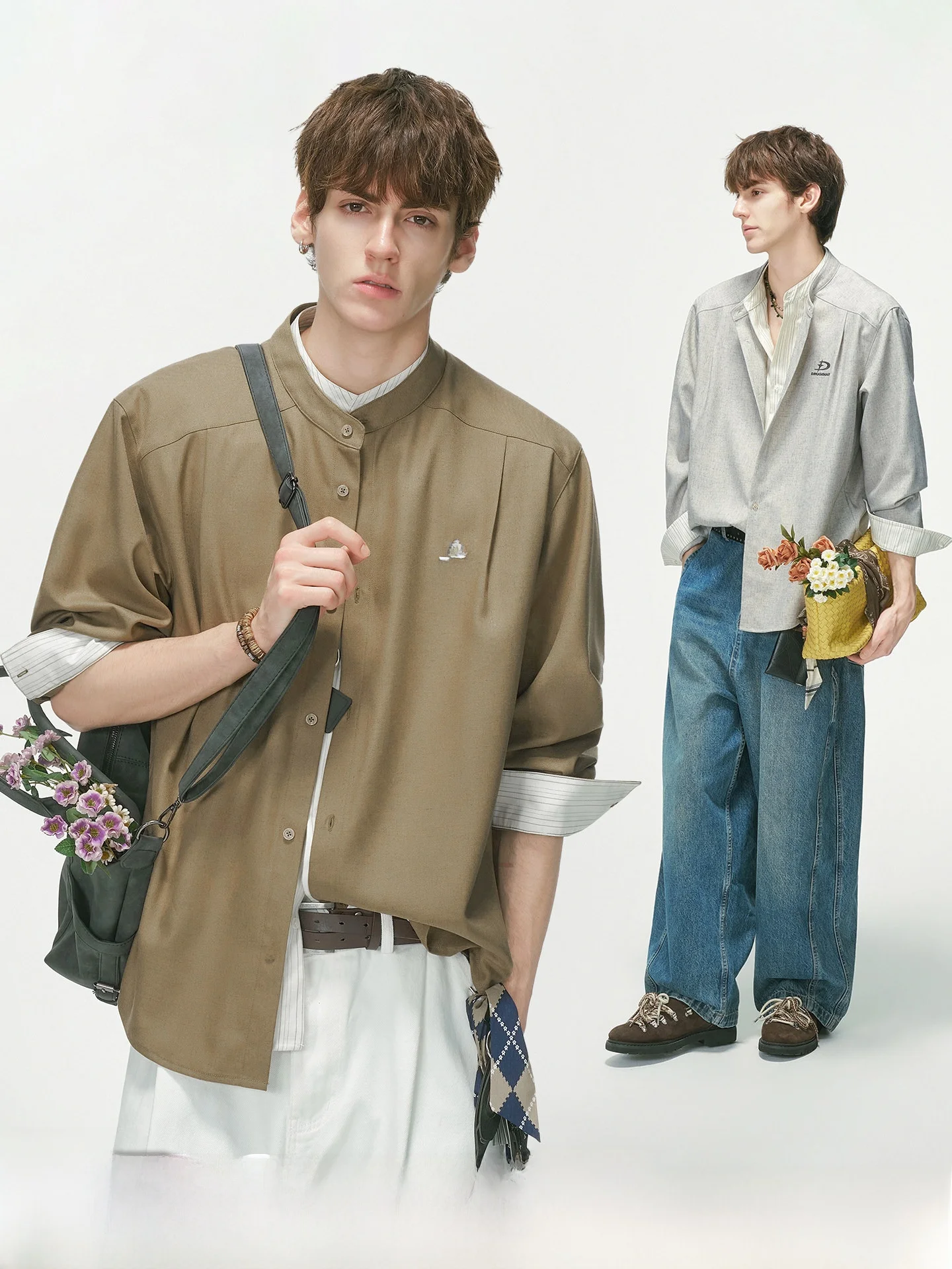 Dream Made Long Sleeve Stand Collar Shirt Men Women Commute Outerwear Breathable Comfortable Nylon Fiber Spring Autumn Popular