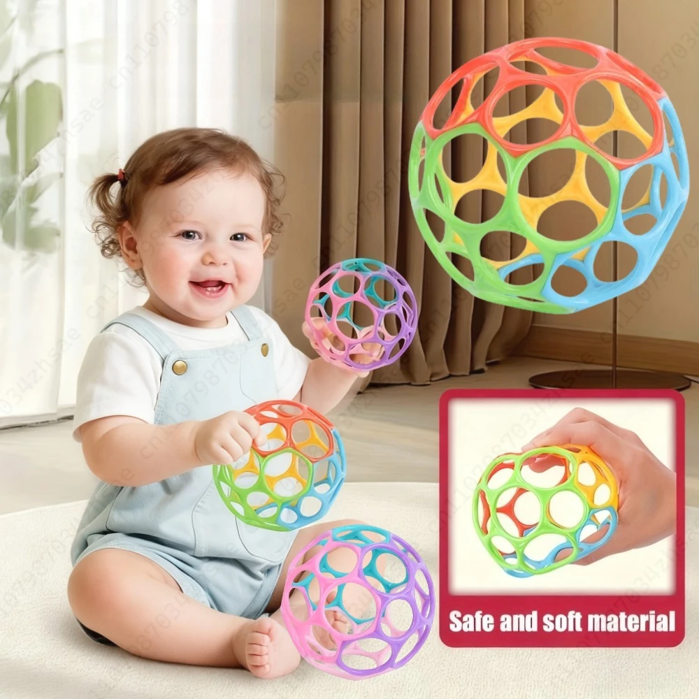 Bola de Agarrar para Bebês em 4 Cores, Brinquedo Sensorial Educacional com Design Recortado para Flexibilidade, Chocalho para Presente de Crianças