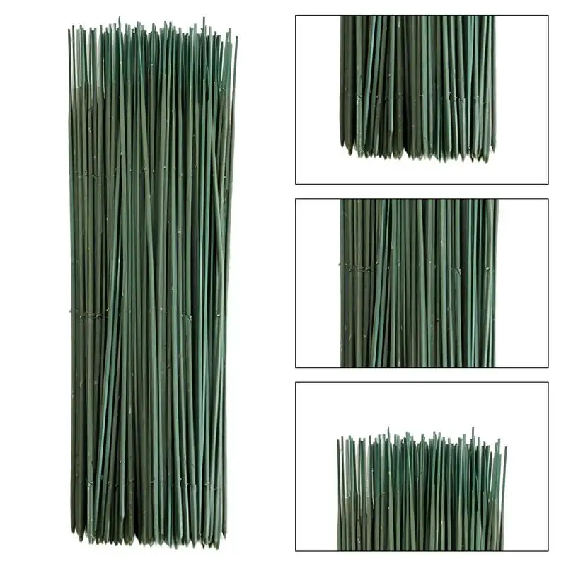 100Pcs 17/25/30cm Artificial Green Flower Stem DIY Floral Material Handmade Wire Stem Accessoies For Wedding Home Decoration