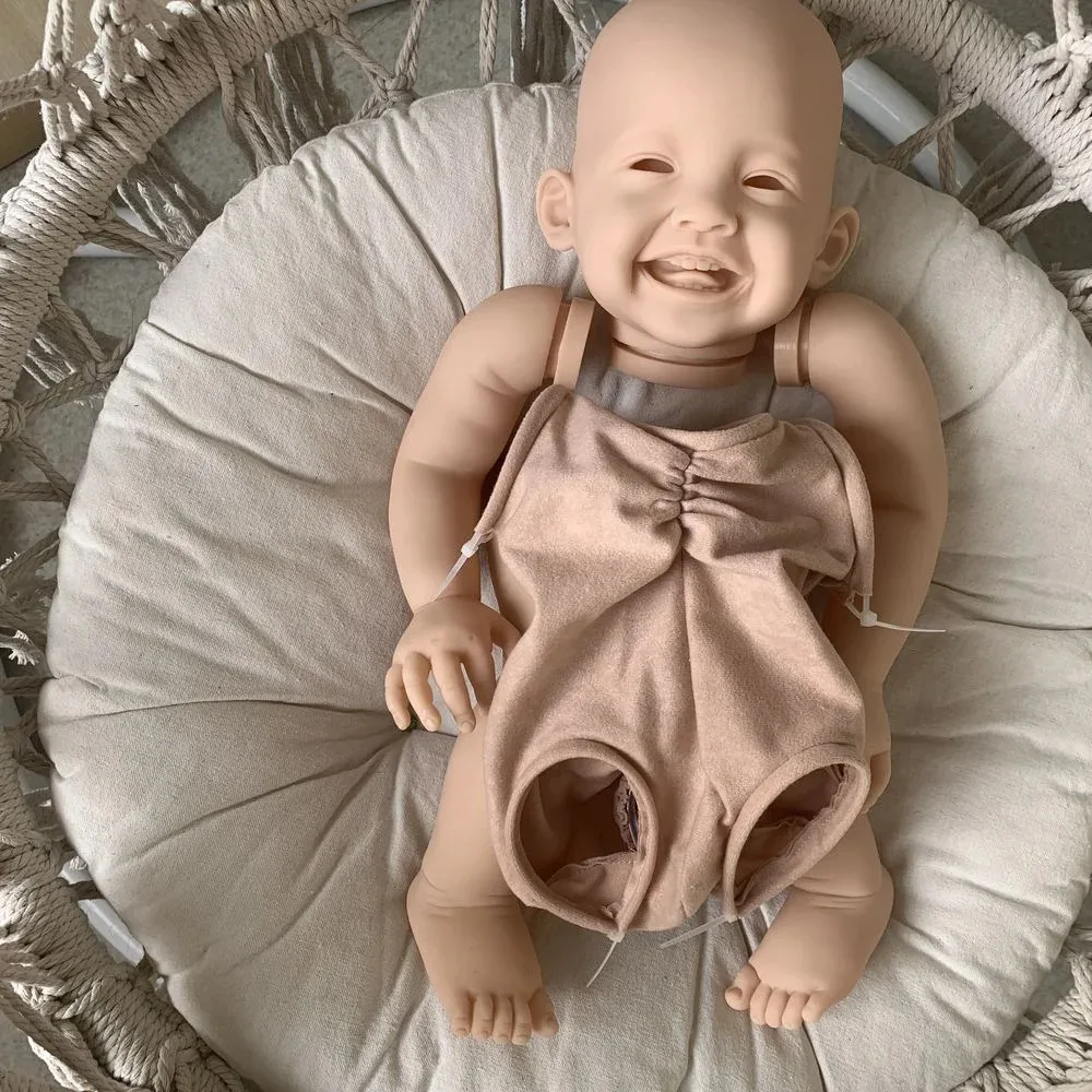 23inch Reborn Doll Kit Mila Smile Baby Soft Vinyl Reborn Kit Unfinished Unpainted with Body and Eyes Muñeca Kit Bebe Reborn