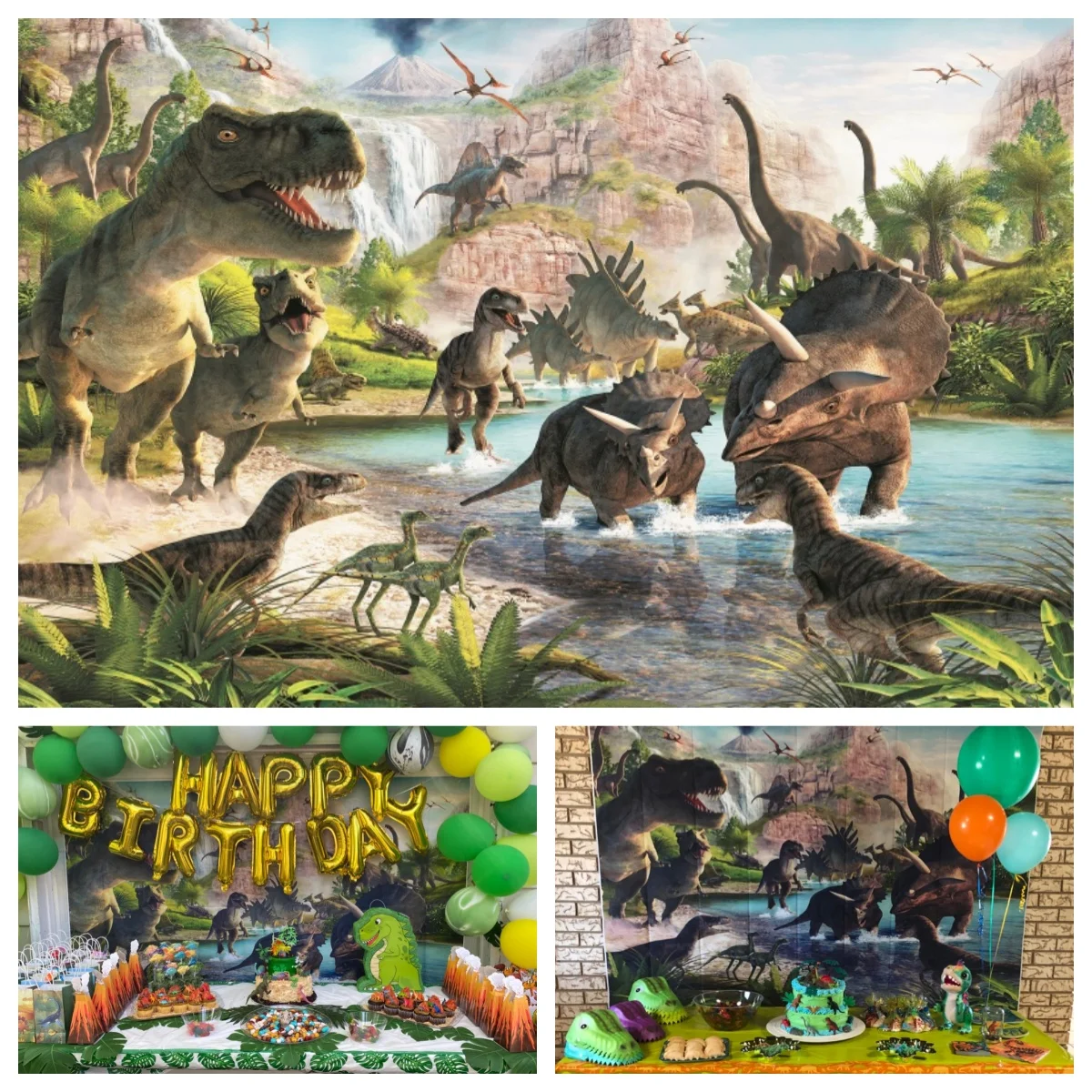 Dinosaurs Theme Backdrops Jurassic World Tropical Forest Jungle Safari Animals Boy Birthday Decorations Baby Shower Background