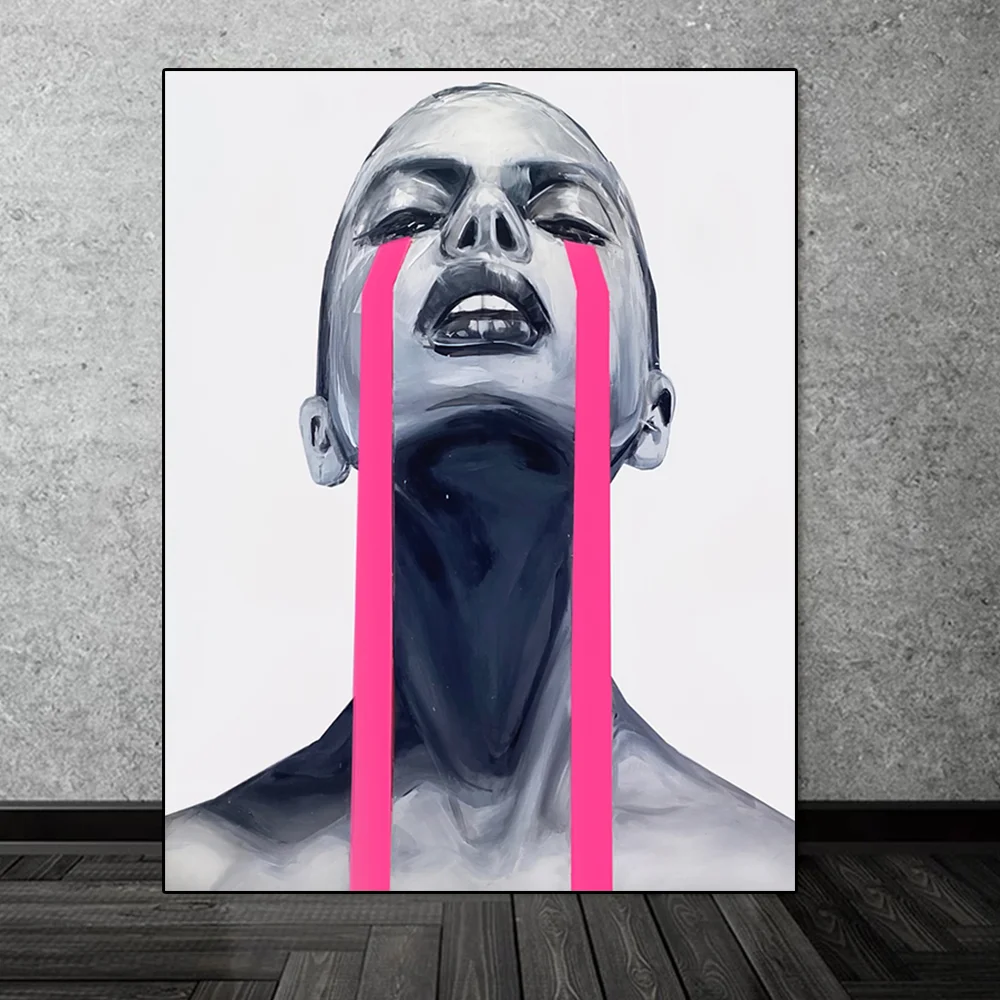 

Abstract Black and White Women Canvas Painting,Wall Art,Creative,Mouse,Mask,Figure Posters,Prints,Modern Living Room,Home Decor