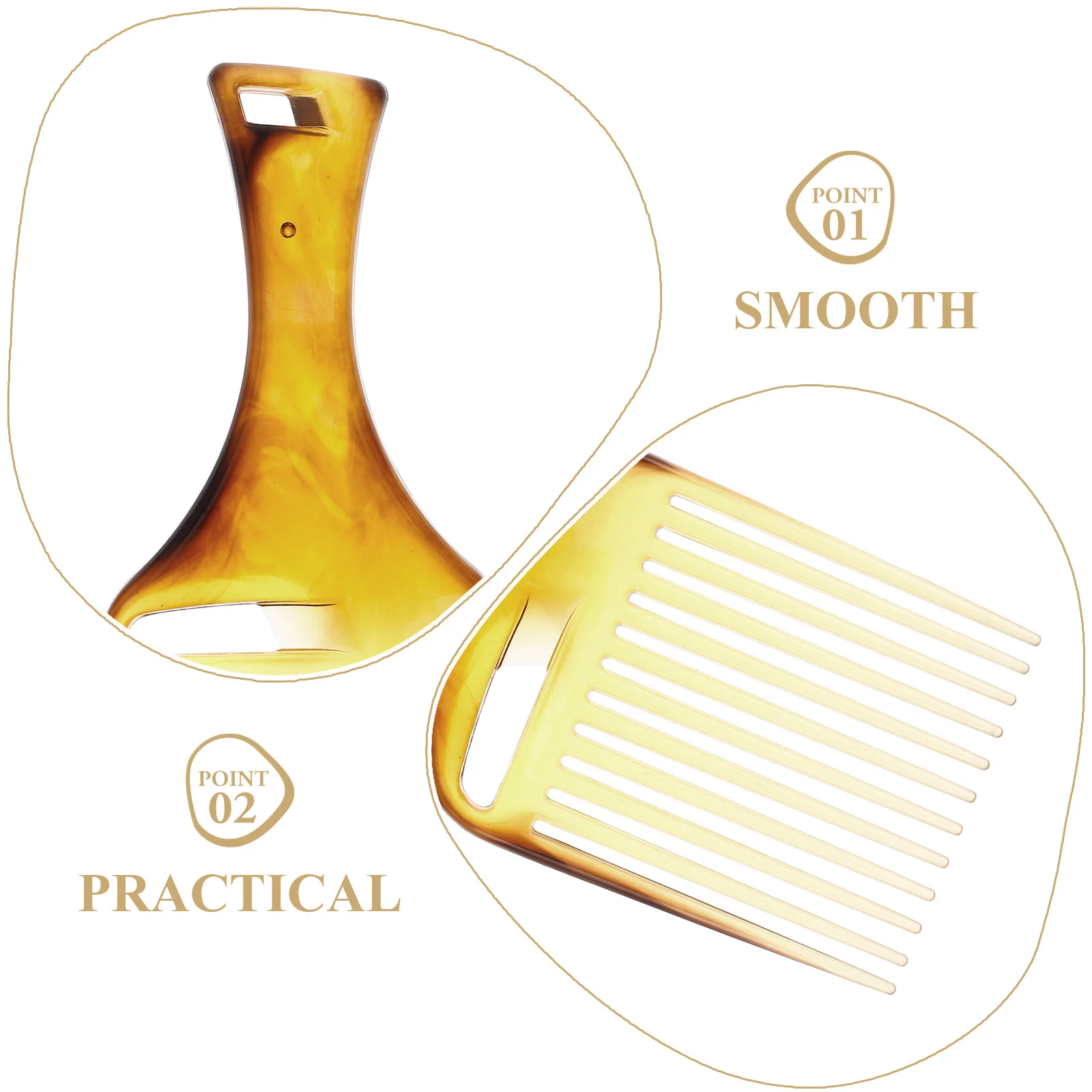 

2 Pcs Comb Afro Curly Pick Picks for Men Hair Barber Detangler Braiding Wide Tooth Plastic