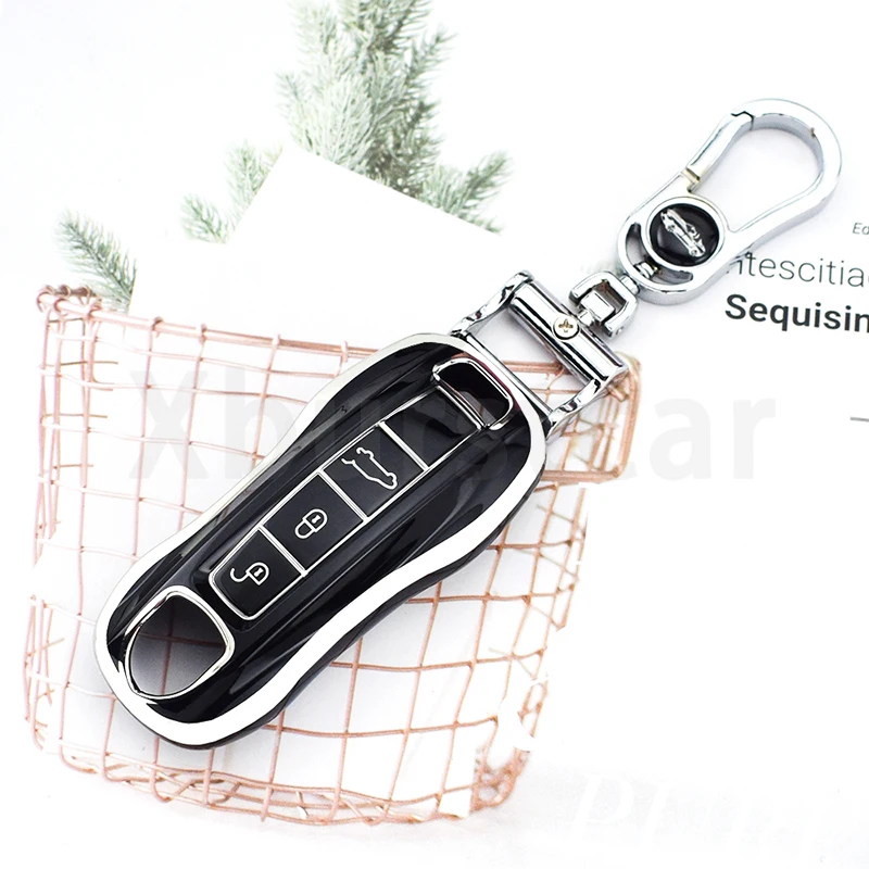 Soft TPU Car Key Case Cover 3 Buttons Keyless Remote Protector Shell For Porsche Panamera Cayenne 971 911 9YA Macan Boxster