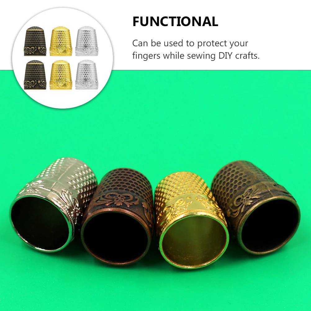 

6pcs Copper Sewing Thimbles Finger Protectors for DIY Crafts Durable Lightweight Needlework Quilting Fingertip Protection Tools