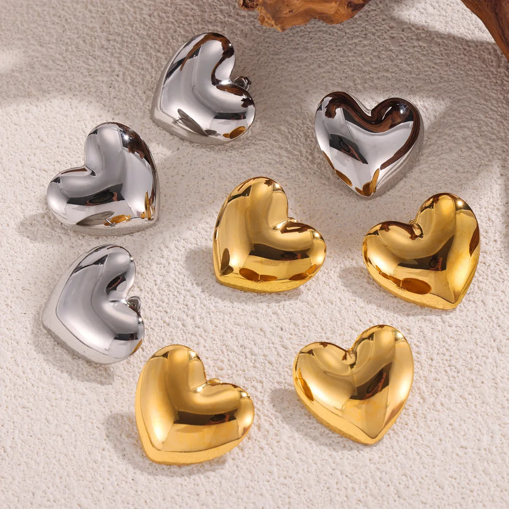 eye-catcher Heart Love Cute Earrings Luxury Ear Stud for Women Vintage Stainless Steel Waterproof Fashion Jewelry Gift image 4
