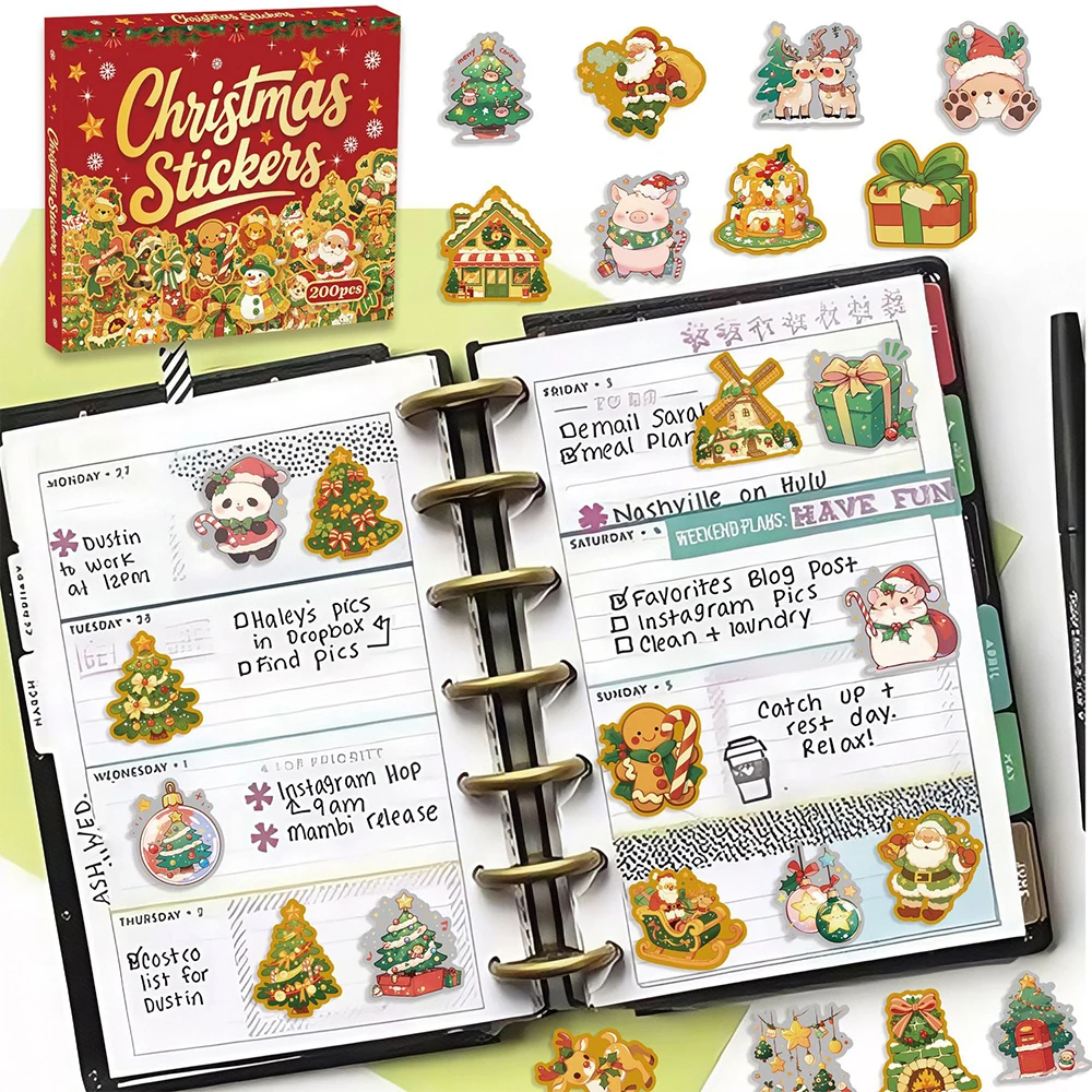 10/50/100/200 قطعة Kawaii الكرتون عيد الميلاد سانتا كلوز ملصقات الجمالية الاطفال DIY بها بنفسك محمول سجل القصاصات لطيف لاصقة تزيين الهدايا