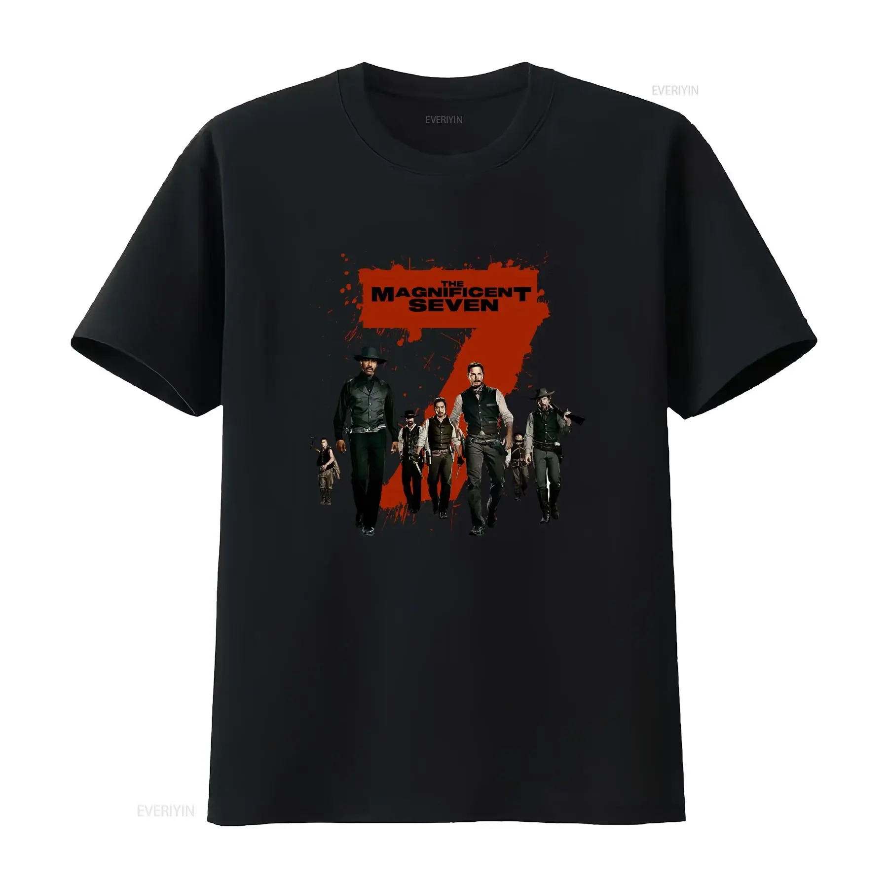 The Magnificent Seven Movie Inspired Denzel Washington T shirt LA7I vintage Washed fashion Comfortable Slightly Versatile