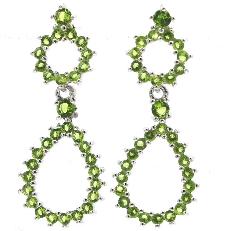 Buy 3 Get 1 Free 36x15mm Highly Recommend Green Peridot Woman's Present Daily Wear Silver Earrings