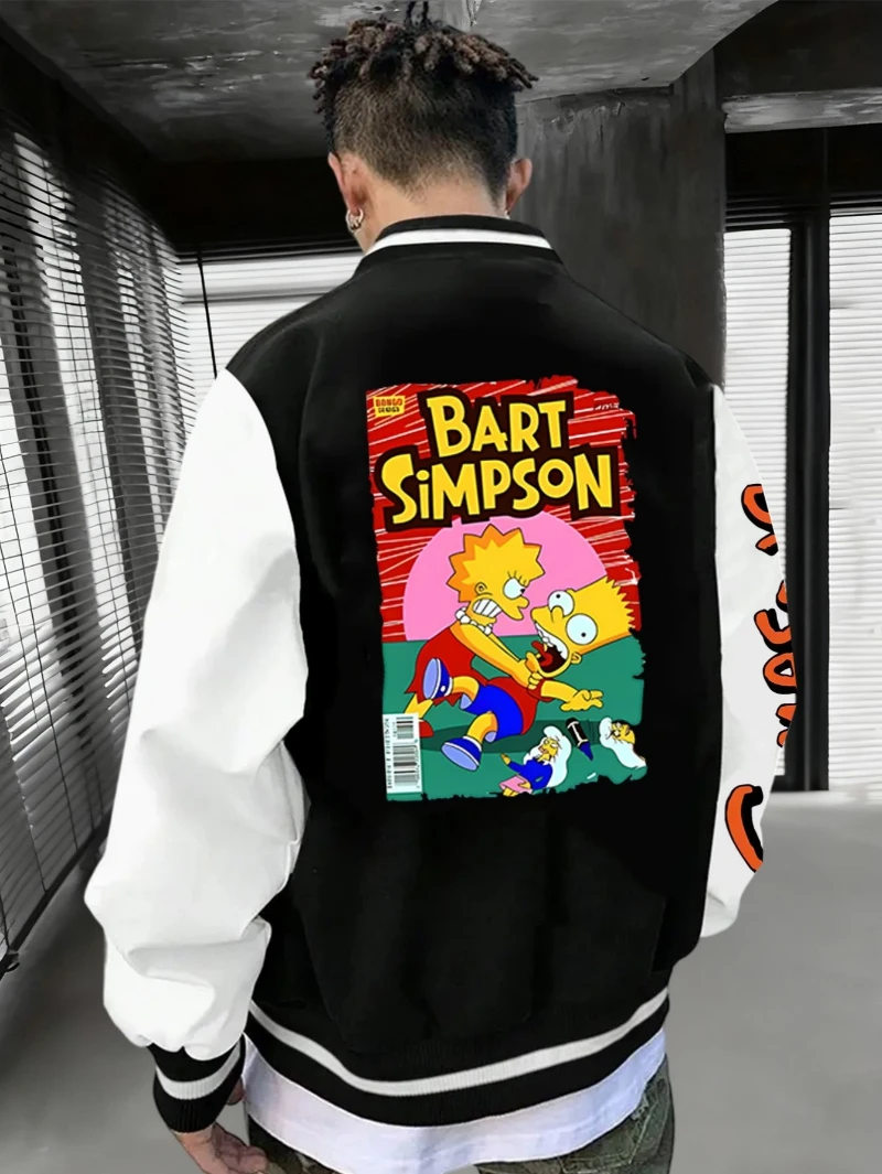 

Осенне-зимняя мужская бейсбольная куртка в стиле ретро с принтом и текстом, мужская свободная и повседневная уличная бейсбольная куртка, куртка