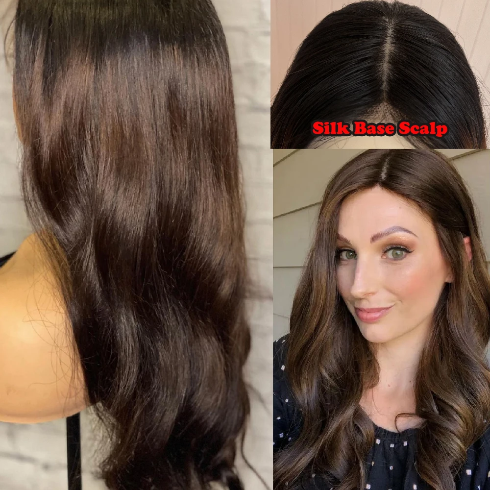 Ombre Dark Brown Human Hair Lace Front Wigs Silk Base Wig /360 Lace Wigs /Full lace Wig 250 Density Lace Front Wig For Women