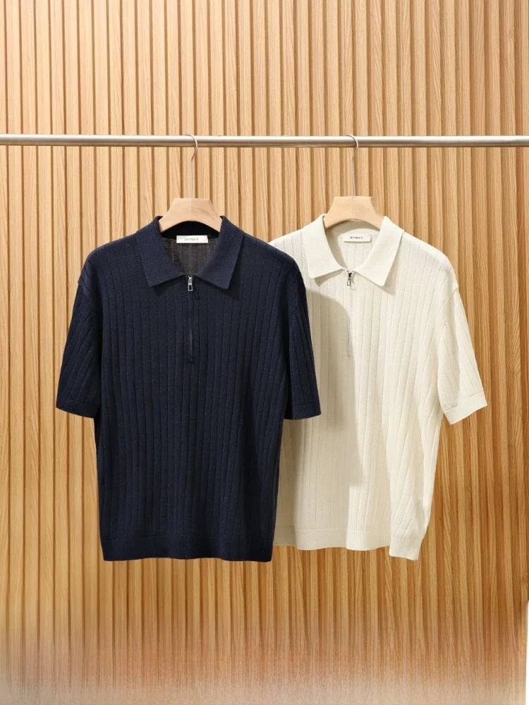 

Loose Linen Rayon Half Zip Knitted Shirt Short Sleeve T-Shirt for Men Breathable Modern Style Standard Fit Summer Wear