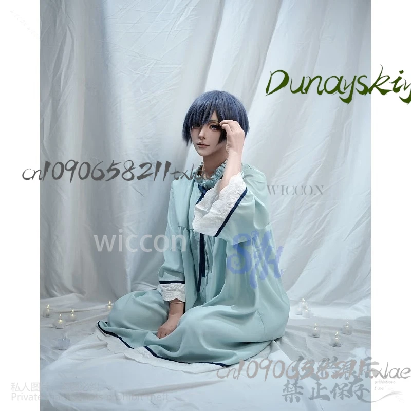 Ciel الأسود Buutler تأثيري أنيمي اليابانية Kawaii الفتيات الفتيان جميل منامة فستان أزرق القوطي لوليتا موحدة هالوين عيد الميلاد