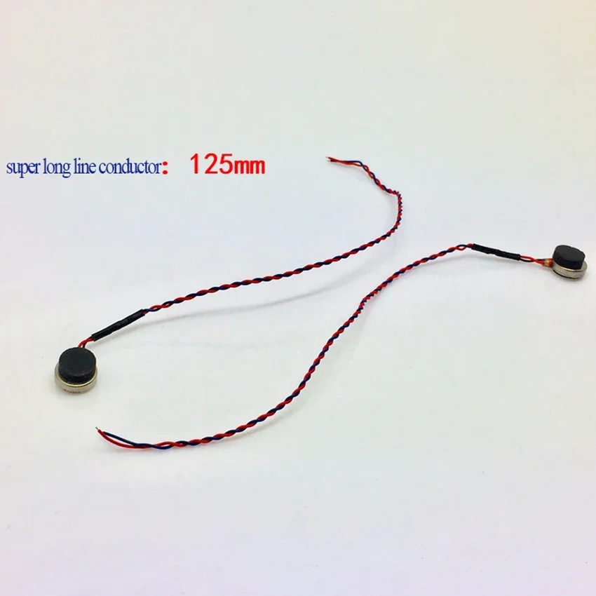 Flat Mini Button Type 3V Vibration DC Motor With Extra Long Leading Wire, Outer Diameter 8mm And Thickness 2.5mm