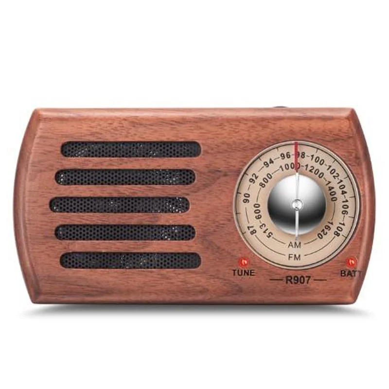 AM/FM Portable Radio, Retro Wood Pocket Radio with Best Reception, Headphone Jack, Battery Operated(Not Included)