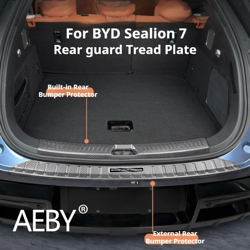 

AEBY For BYD Sealion 7 2024 Rear Bumper Protector, Anti-Scratch Guard Plate, Tailgate Trunk Lid Cover Trim Interior Accessories