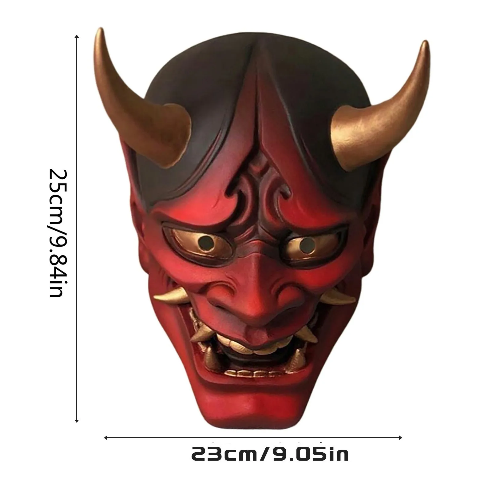 Japanische Hannya-Maske, Horror, gehörnte Dämonenmaske, Latexmaterial, Halloween, Rollenspiel-Requisiten, Maskerade-Performance-Requisiten