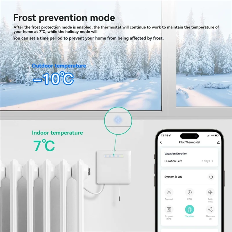 

ABKN-Smart Термостат Wi-Fi поддерживает Ecowatt, пульт дистанционного управления через приложение, совместимый с Alexa и Google Home