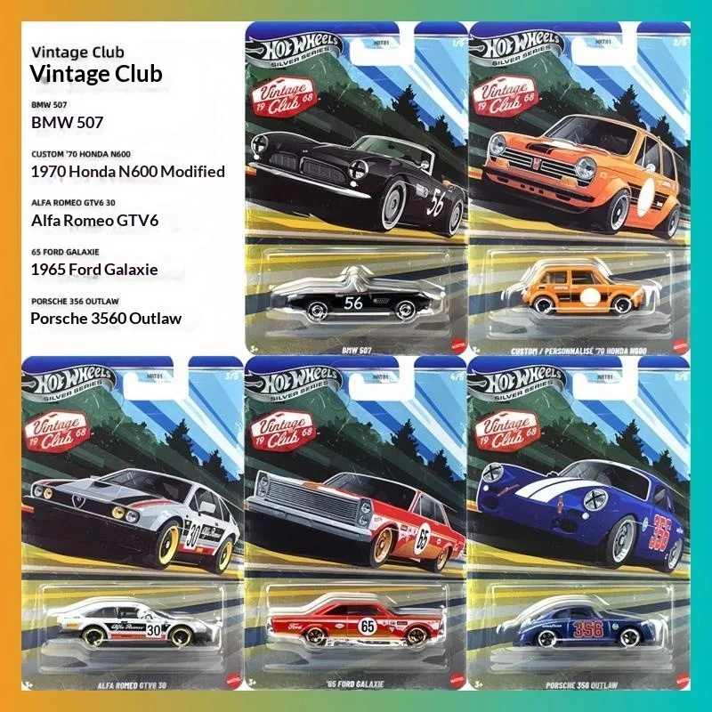 Coches de Aleación Hot Wheels Serie HRT81-J 2026, Porsche 356, BMW 507, Ford Galaxie, Modelo Fundido a Presión 1:64, Juguetes de Colección para Niños