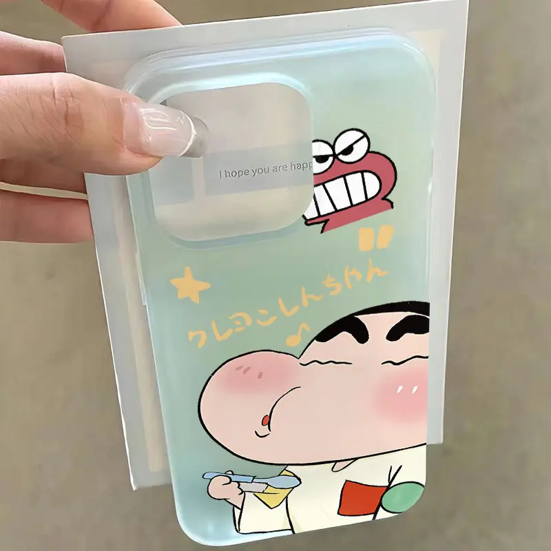 Kawaii تلوين شين تشان جراب هاتف آيفون 16 برو ماكس 15 14 زائد 11 12 13 البسيطة لينة الكرتون للصدمات عودة يغطي #1