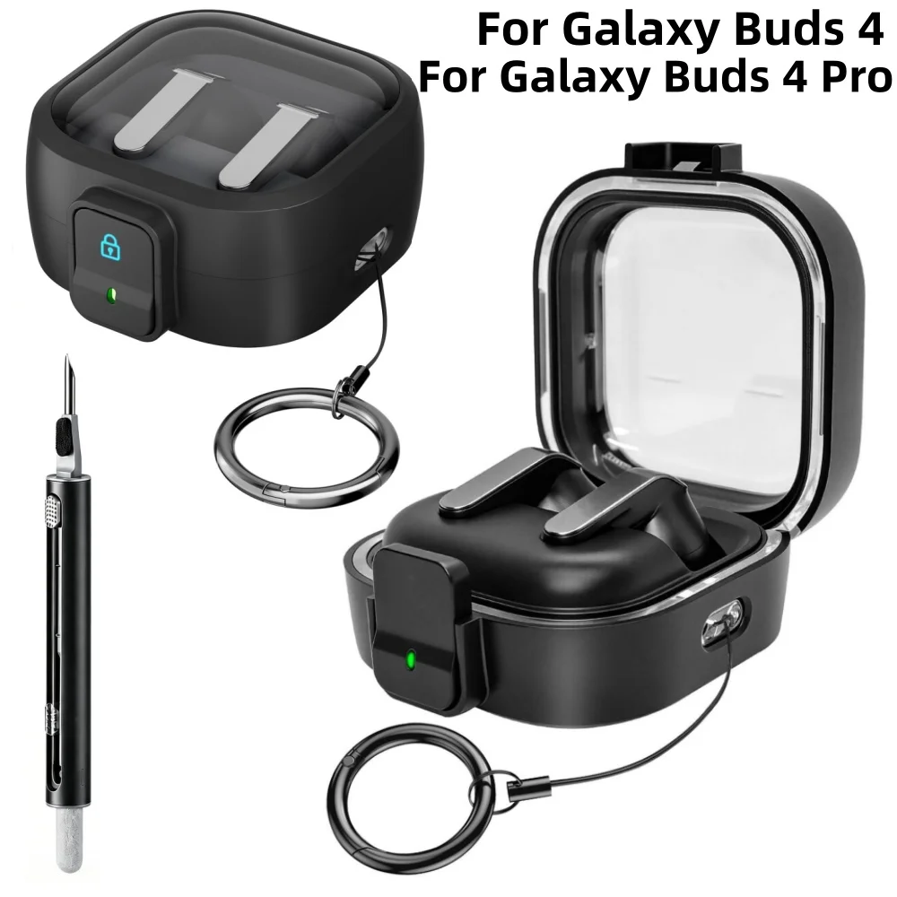 for Samsung Galaxy Buds 4Pro/Buds 4 Shockproof Anti-Drop Earbuds Case with Safety Lock & Carabiner Cover For Galaxy Buds 4 Pro/4