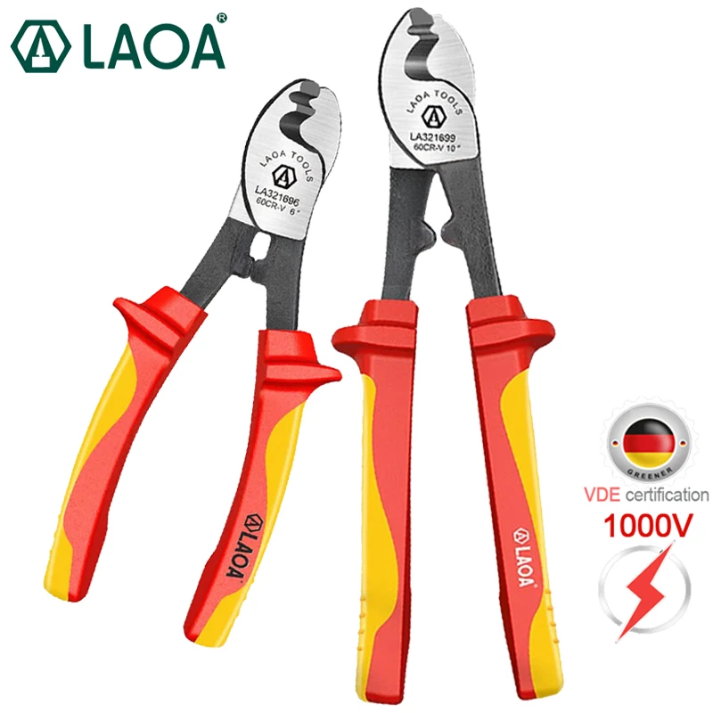 LAOA 6inch Insulated Cable Scissors 1000V Protection Against Electric Shock Wire Stripper Tool Cable Shear Manual Tool