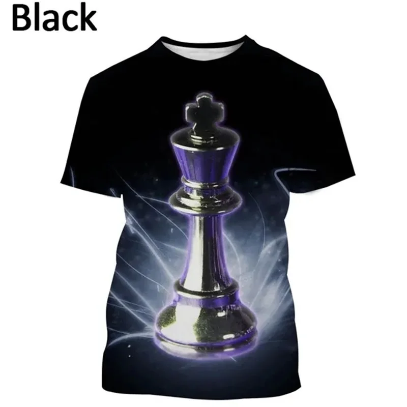 Newest Chess Game 3D Printing T Shirt Checkerboard Graphic T Shirts For Men Women Casual Short-Sleeved Streetwear Tee Tops