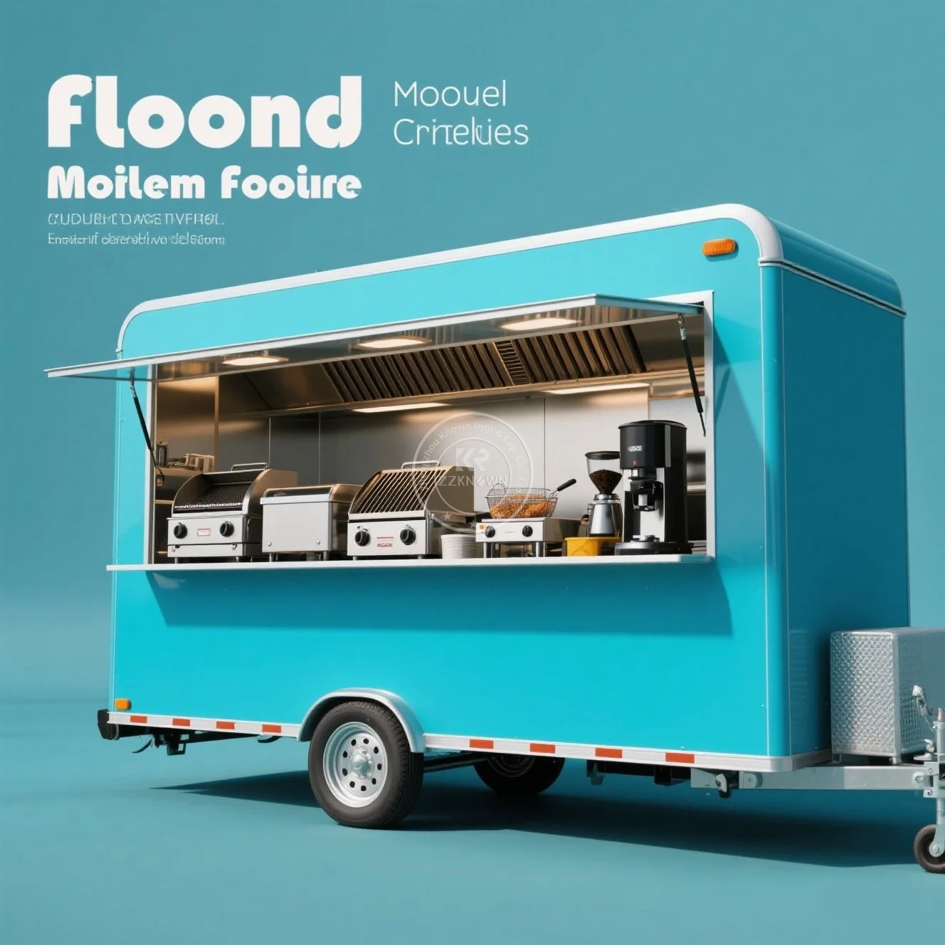 

Europe Standard Food Truck with Full Kitchen BBQ Pizza Trucks Concession Bbq Food Trailer with Porch Fully Equipped