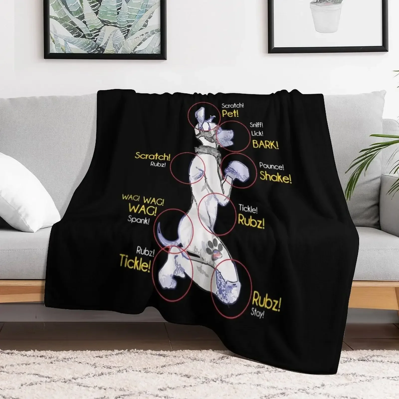 Human Puppy Play - Puppy Diagram Puppy Throw Blanket for winter Vintage for sofa Luxury Throw Blankets