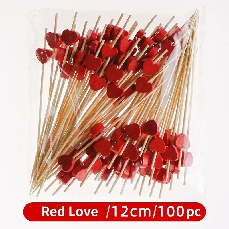 50/100Pcs Wedding Decoration Disposable Bamboo Skewers Sticks Cupcake Fruit Fork Buffet Dessert Toothpick Skewer Birthday Decor