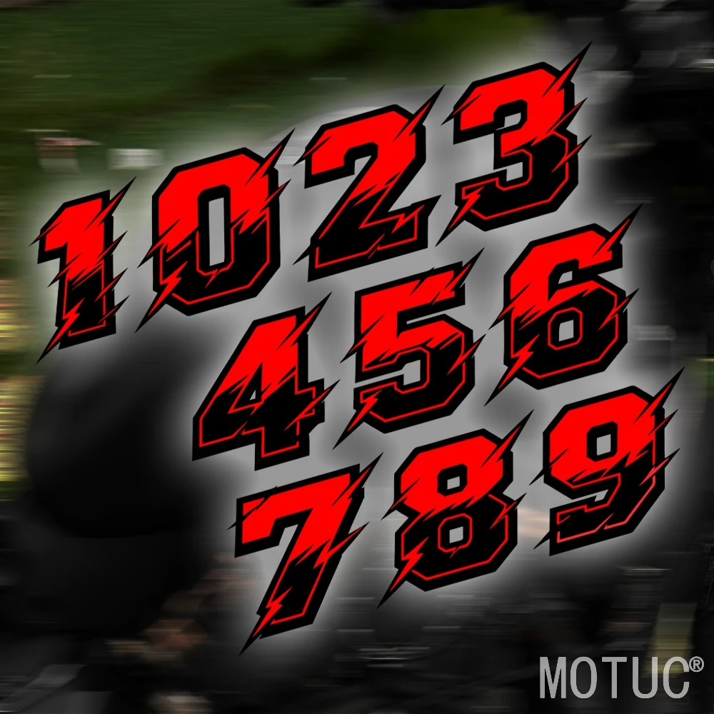 1 Pezzo Adesivi Numerici in Vinile Nero Rosso per Moto, Impermeabili, per Casco, Serbatoio, Carenatura, Decorazione Laterale Scooter