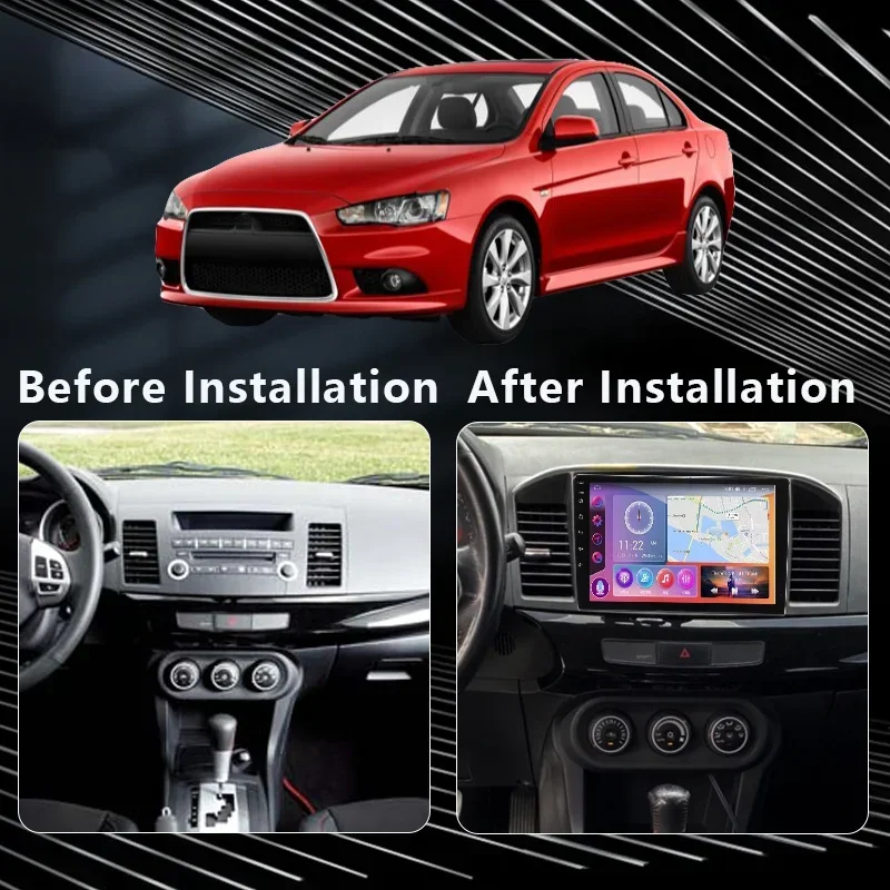 QSZN-Autoradio Android 13, Navigation GPS, 4G, Carplay, DVD, Lecteur Vidéo, Limitation Radio, pour Mitsubishi Lancer 10 CY 2007-2012